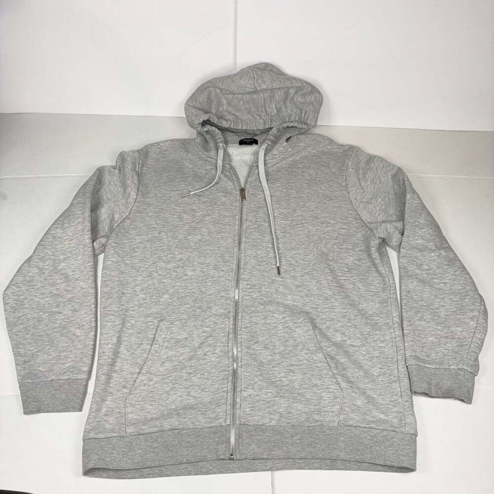 Forever 21 Zip Up Men Hoodie Size XL Gray Heather Fleece Sweatshirt